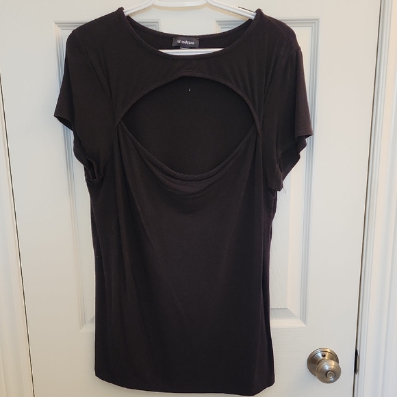 le chateau Tops - Le Chateau Elegant Black Short Sleeve Top